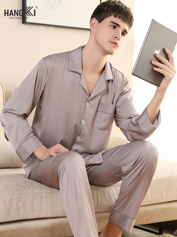 TD25 - Đồ Ngủ Pijama Nam Tay Dài Quần Dài Lụa