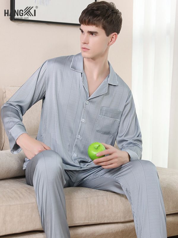 TD25 - Đồ Ngủ Pijama Nam Tay Dài Quần Dài Lụa