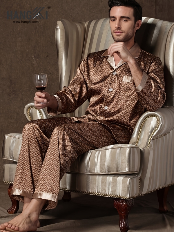 TD250 - Đồ Ngủ Pijama Nam Tay Dài Quần Dài Lụa