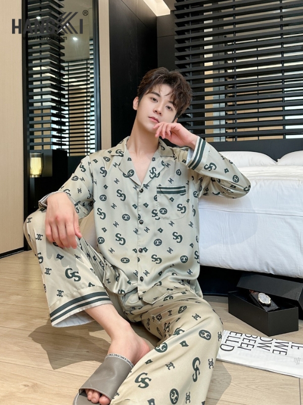 TD260 - Đồ Ngủ Pijama Nam Tay Dài Quần Dài Lụa