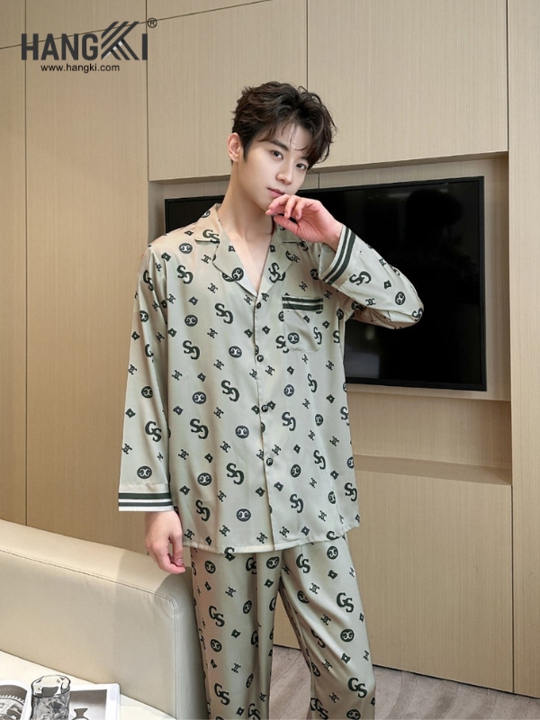 TD260 - Đồ Ngủ Pijama Nam Tay Dài Quần Dài Lụa