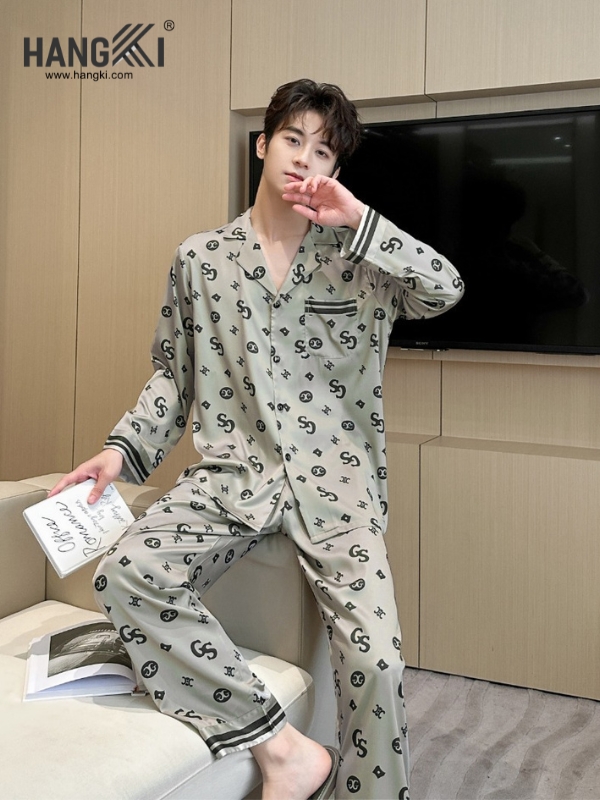 TD260 - Đồ Ngủ Pijama Nam Tay Dài Quần Dài Lụa