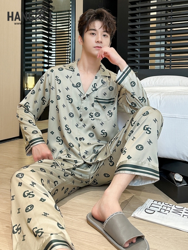 TD260 - Đồ Ngủ Pijama Nam Tay Dài Quần Dài Lụa