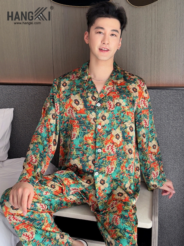 TD261 - Đồ Ngủ Pijama Nam Tay Dài Quần Dài Lụa