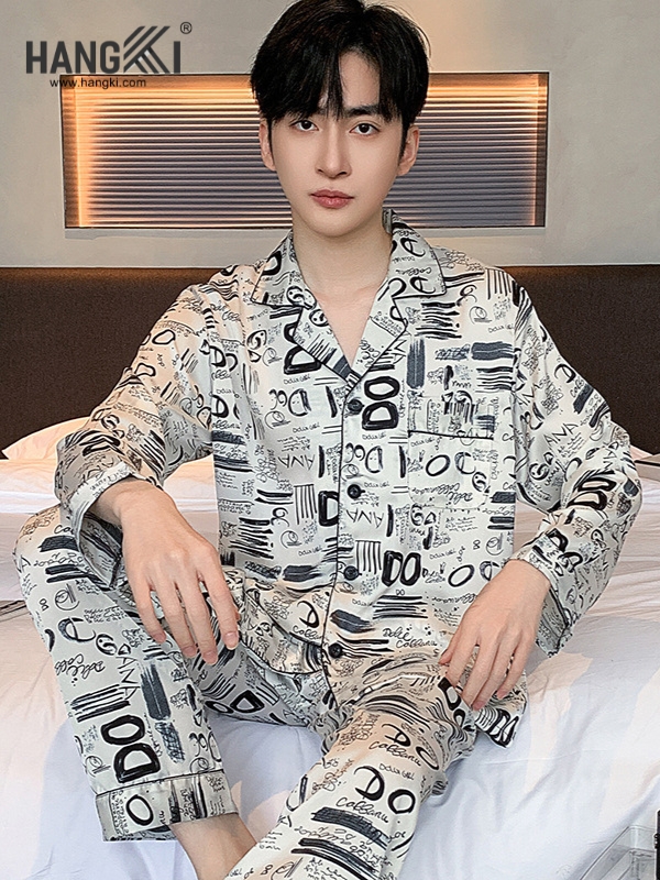 TD266 - Đồ Ngủ Pijama Nam Tay Dài Quần Dài Lụa
