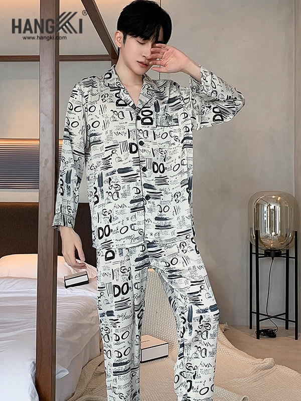 TD266 - Đồ Ngủ Pijama Nam Tay Dài Quần Dài Lụa