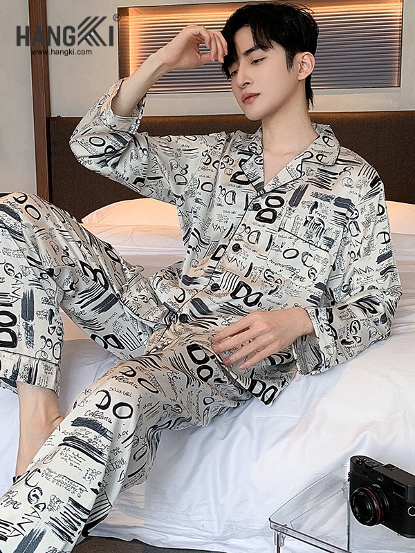 TD266 - Đồ Ngủ Pijama Nam Tay Dài Quần Dài Lụa