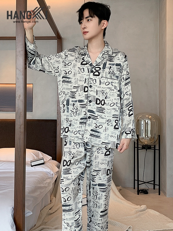 TD266 - Đồ Ngủ Pijama Nam Tay Dài Quần Dài Lụa