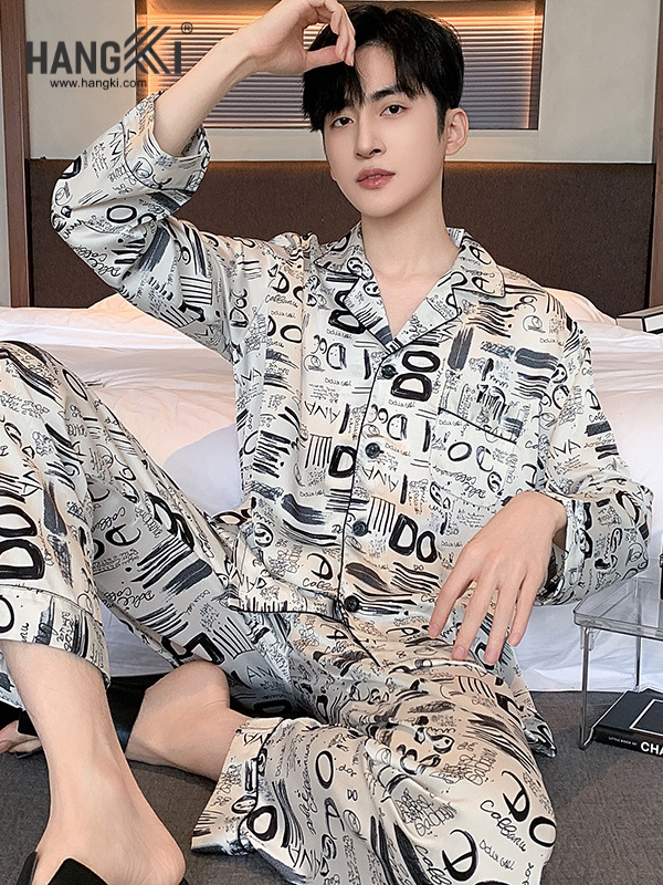 TD266 - Đồ Ngủ Pijama Nam Tay Dài Quần Dài Lụa