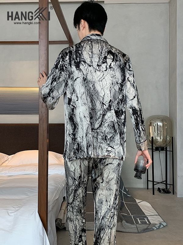 TD267 - Đồ Ngủ Pijama Nam Tay Dài Quần Dài Lụa