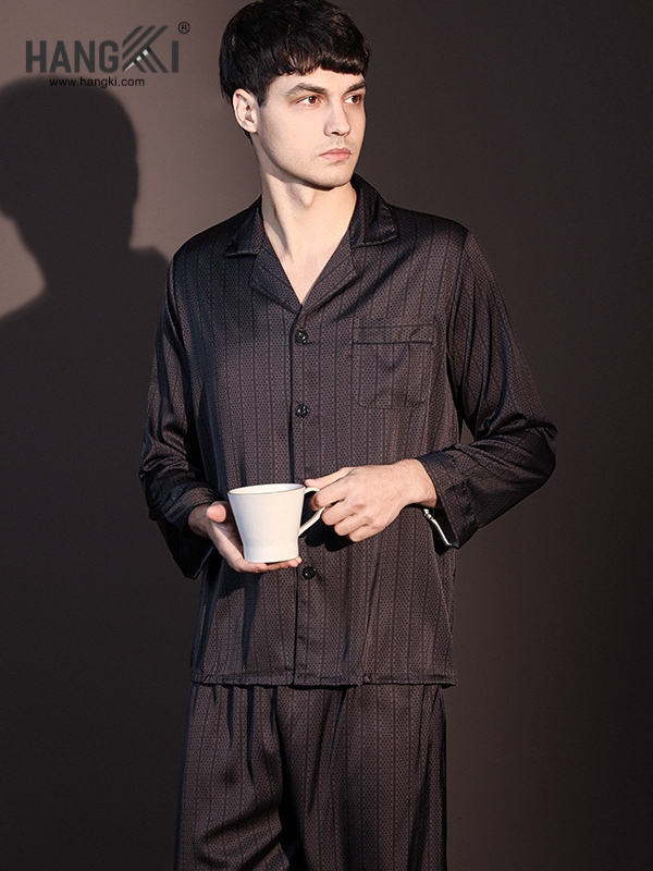 TD268 - Đồ Ngủ Pijama Nam Tay Dài Quần Dài Lụa