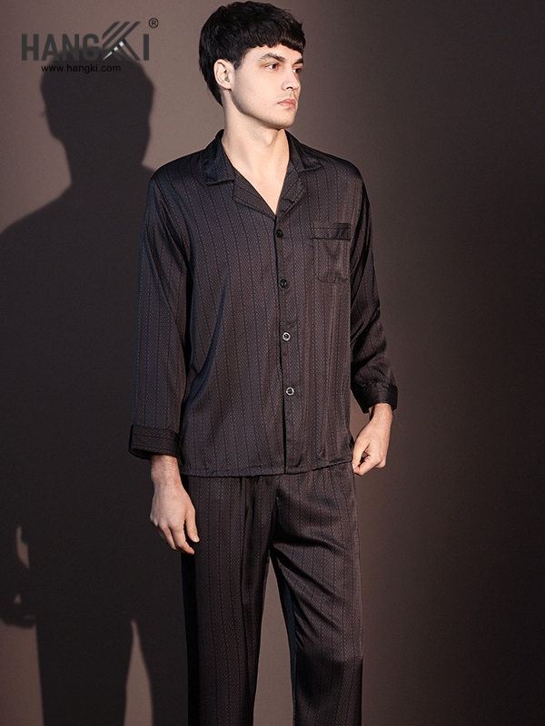 TD268 - Đồ Ngủ Pijama Nam Tay Dài Quần Dài Lụa