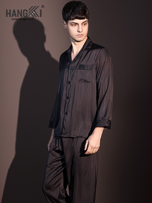 TD268 - Đồ Ngủ Pijama Nam Tay Dài Quần Dài Lụa