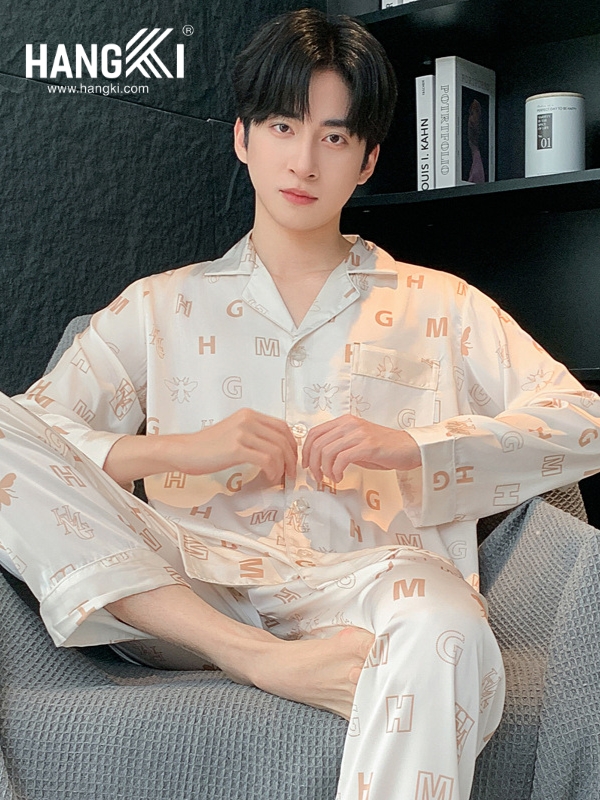 TD269 - Đồ Ngủ Pijama Nam Tay Dài Quần Dài Lụa