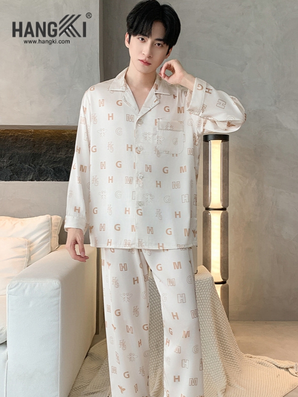 TD269 - Đồ Ngủ Pijama Nam Tay Dài Quần Dài Lụa