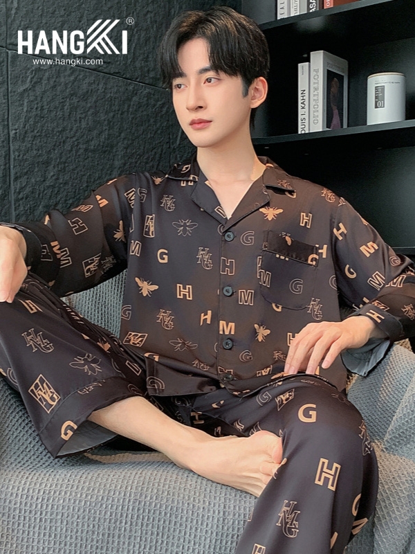 TD269 - Đồ Ngủ Pijama Nam Tay Dài Quần Dài Lụa