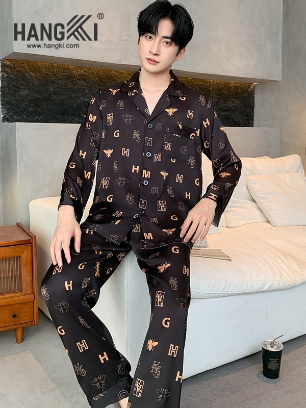 TD269 - Đồ Ngủ Pijama Nam Tay Dài Quần Dài Lụa