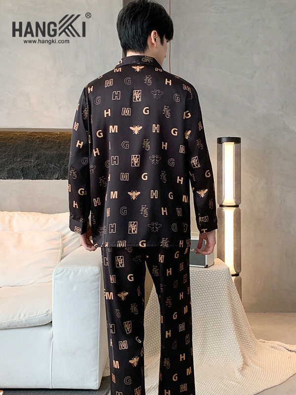 TD269 - Đồ Ngủ Pijama Nam Tay Dài Quần Dài Lụa
