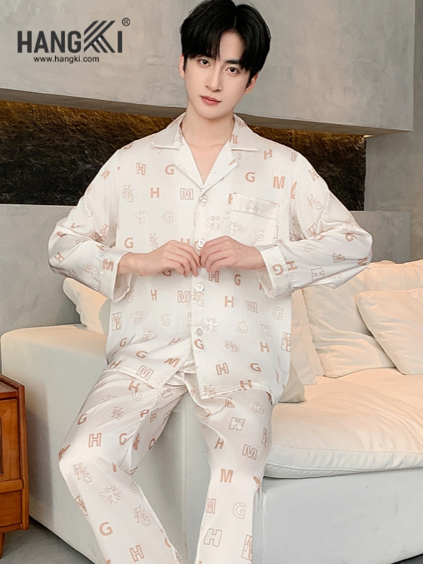 TD269 - Đồ Ngủ Pijama Nam Tay Dài Quần Dài Lụa