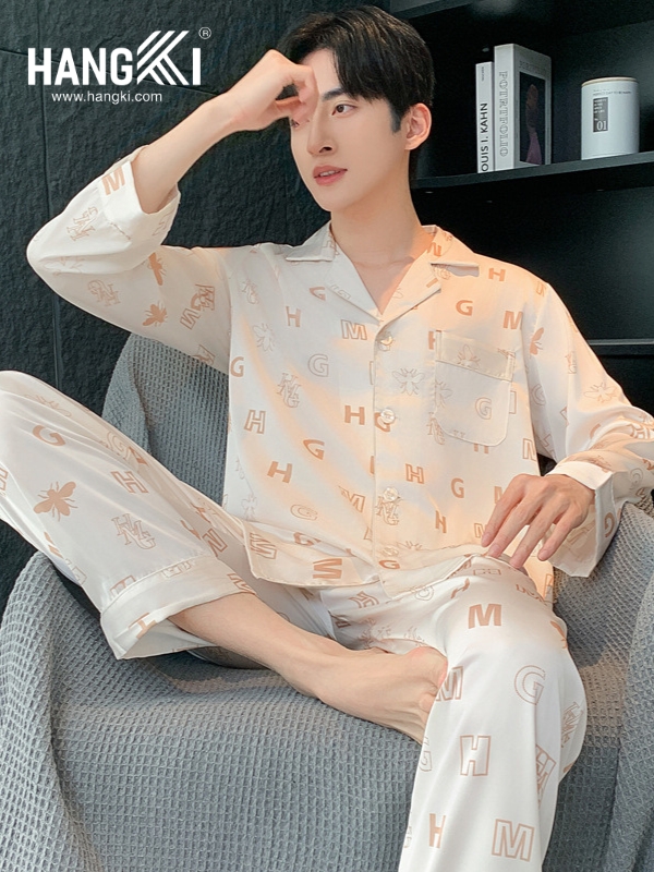 TD269 - Đồ Ngủ Pijama Nam Tay Dài Quần Dài Lụa