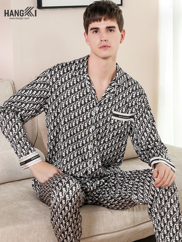 TD27 - Đồ Ngủ Pijama Nam Tay Dài Quần Dài Lụa