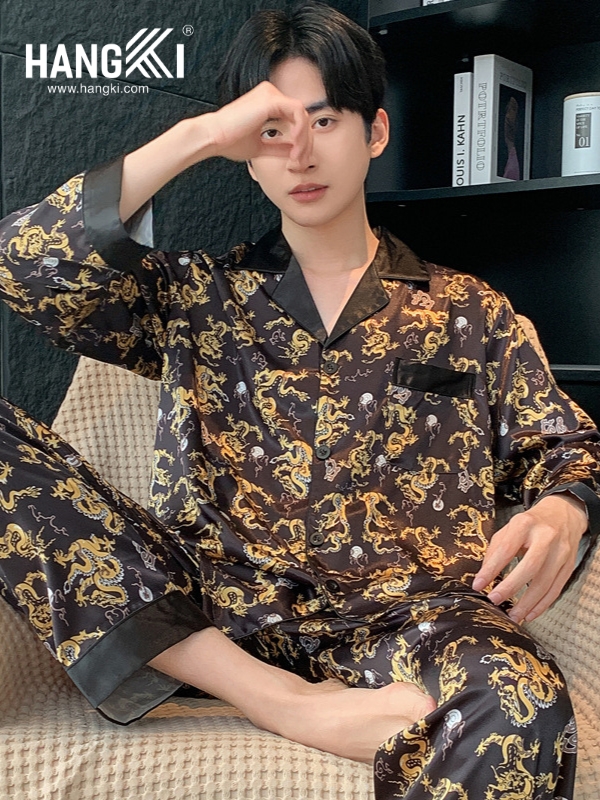 TD270 - Đồ Ngủ Pijama Nam Tay Dài Quần Dài Lụa