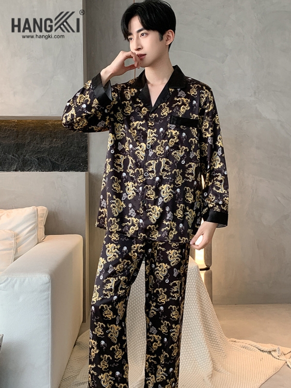 TD270 - Đồ Ngủ Pijama Nam Tay Dài Quần Dài Lụa