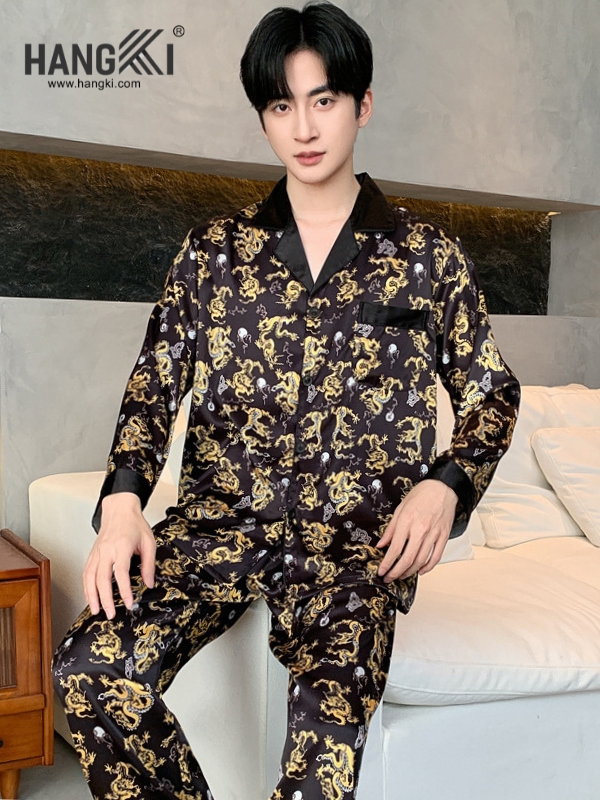 TD270 - Đồ Ngủ Pijama Nam Tay Dài Quần Dài Lụa