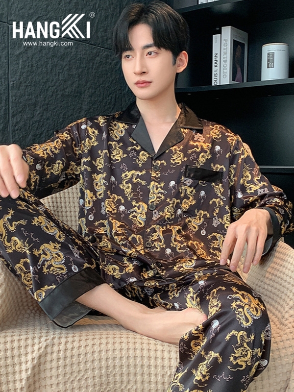 TD270 - Đồ Ngủ Pijama Nam Tay Dài Quần Dài Lụa