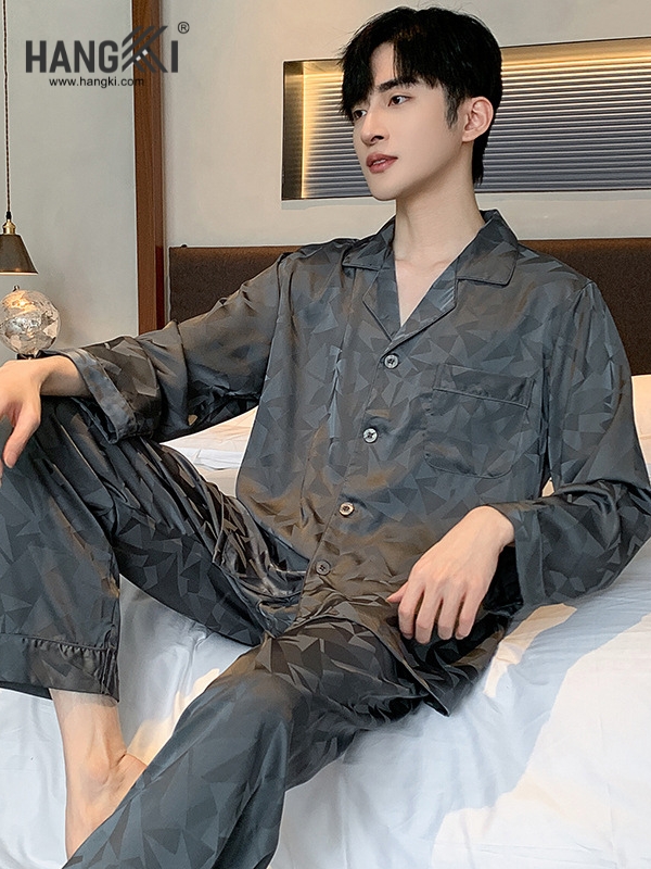 TD272 - Đồ Ngủ Pijama Nam Tay Dài Quần Dài Lụa