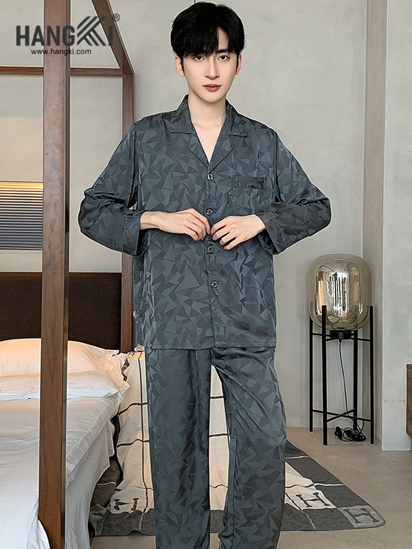 TD272 - Đồ Ngủ Pijama Nam Tay Dài Quần Dài Lụa
