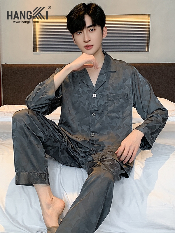 TD272 - Đồ Ngủ Pijama Nam Tay Dài Quần Dài Lụa