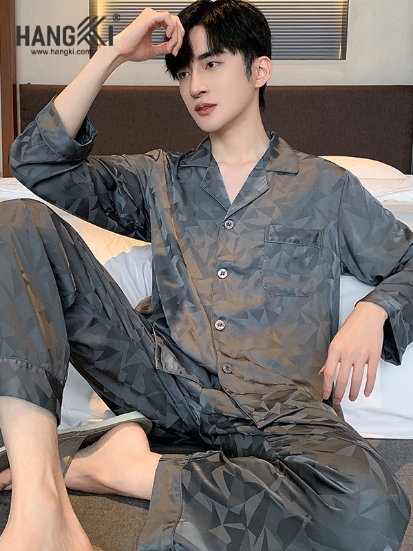 TD272 - Đồ Ngủ Pijama Nam Tay Dài Quần Dài Lụa