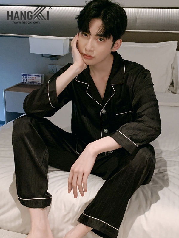 TD273 - Đồ Ngủ Pijama Nam Tay Dài Quần Dài Lụa
