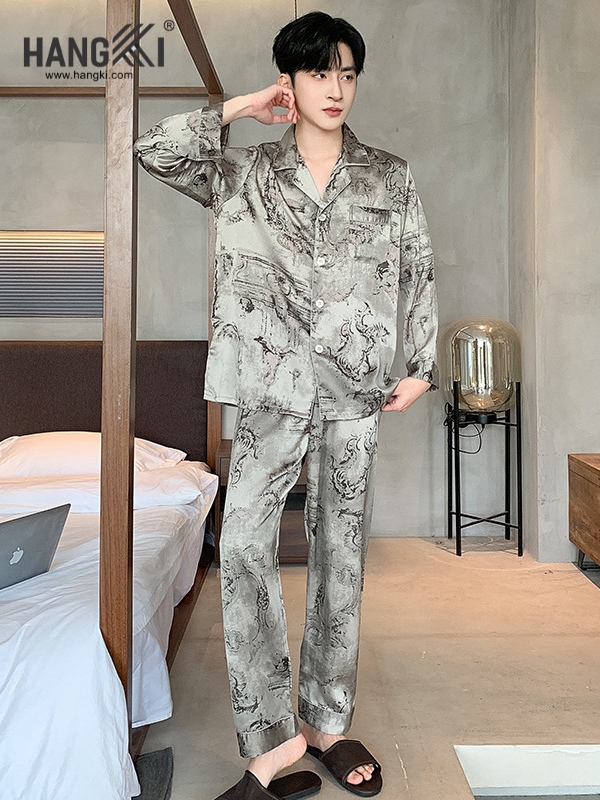 TD274 - Đồ Ngủ Pijama Nam Tay Dài Quần Dài Lụa
