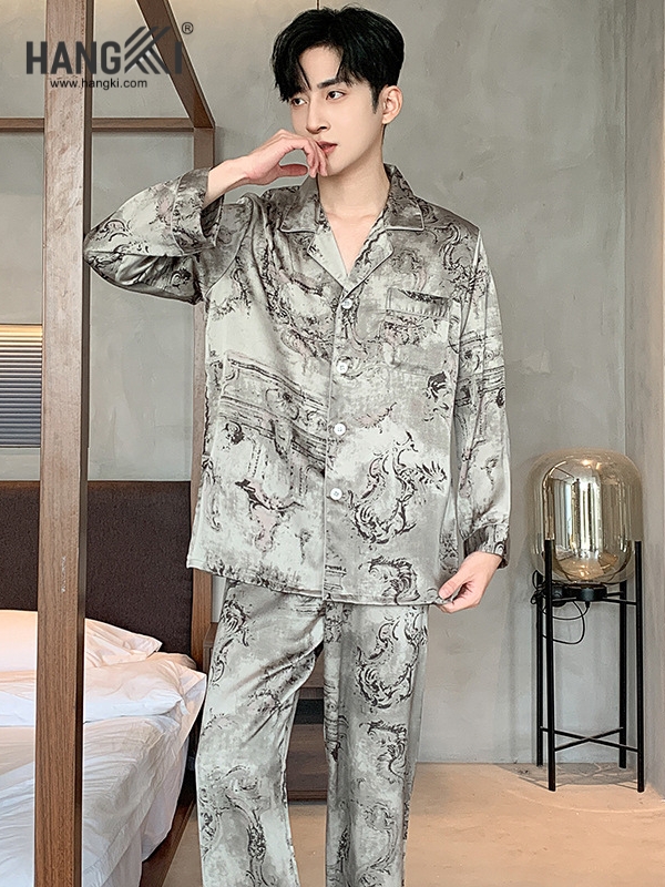 TD274 - Đồ Ngủ Pijama Nam Tay Dài Quần Dài Lụa