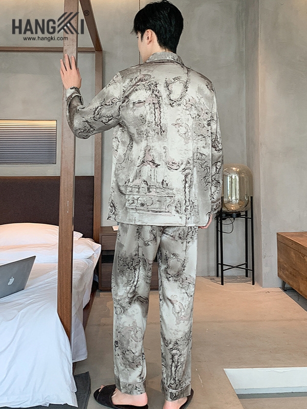 TD274 - Đồ Ngủ Pijama Nam Tay Dài Quần Dài Lụa