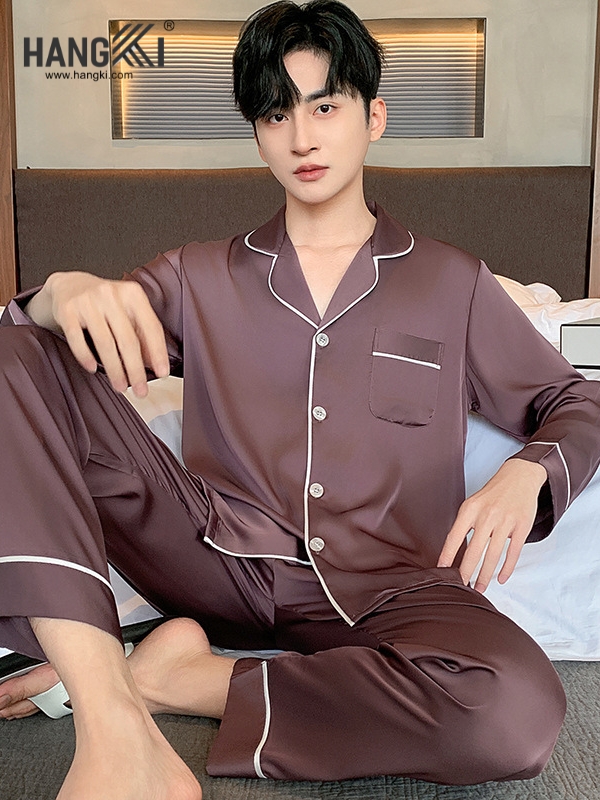 TD275 - Đồ Ngủ Pijama Nam Tay Dài Quần Dài Lụa