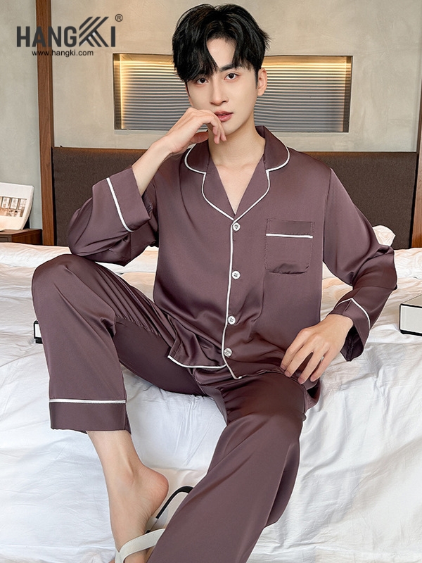 TD275 - Đồ Ngủ Pijama Nam Tay Dài Quần Dài Lụa