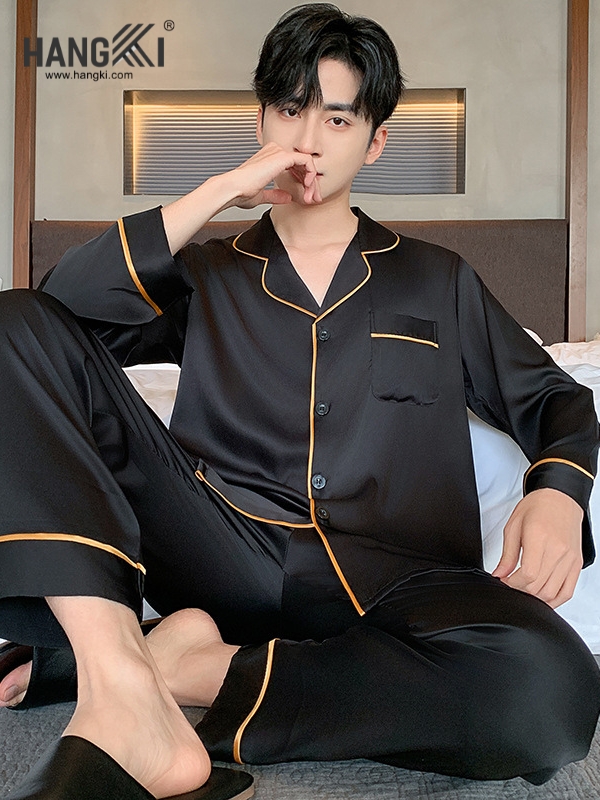 TD275 - Đồ Ngủ Pijama Nam Tay Dài Quần Dài Lụa