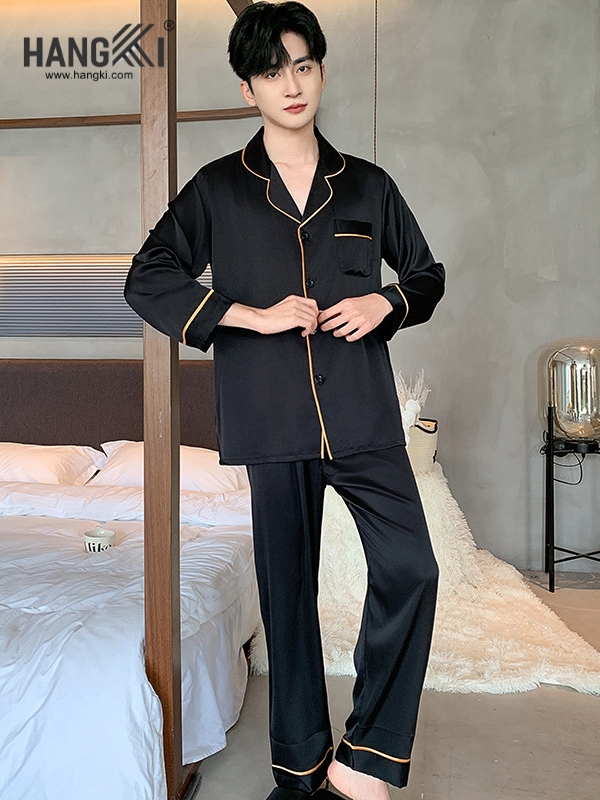 TD275 - Đồ Ngủ Pijama Nam Tay Dài Quần Dài Lụa
