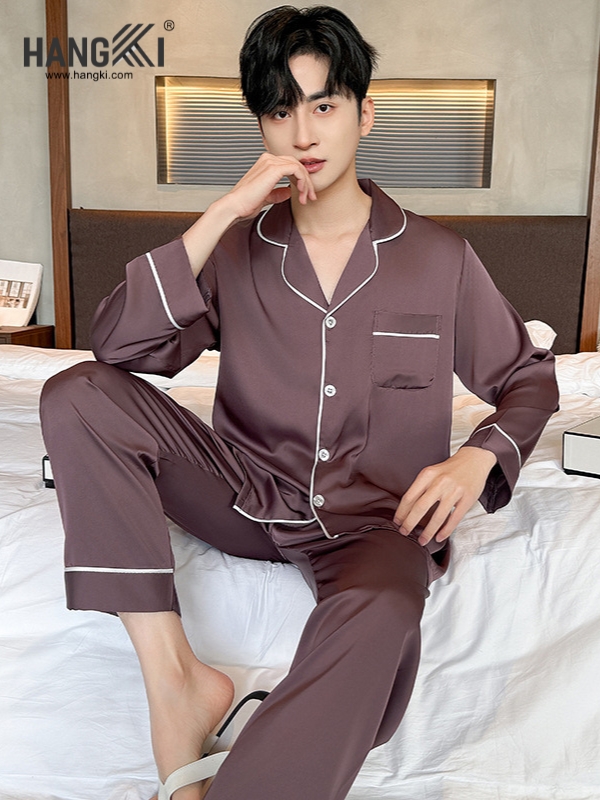 TD275 - Đồ Ngủ Pijama Nam Tay Dài Quần Dài Lụa