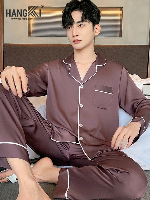 TD275 - Đồ Ngủ Pijama Nam Tay Dài Quần Dài Lụa