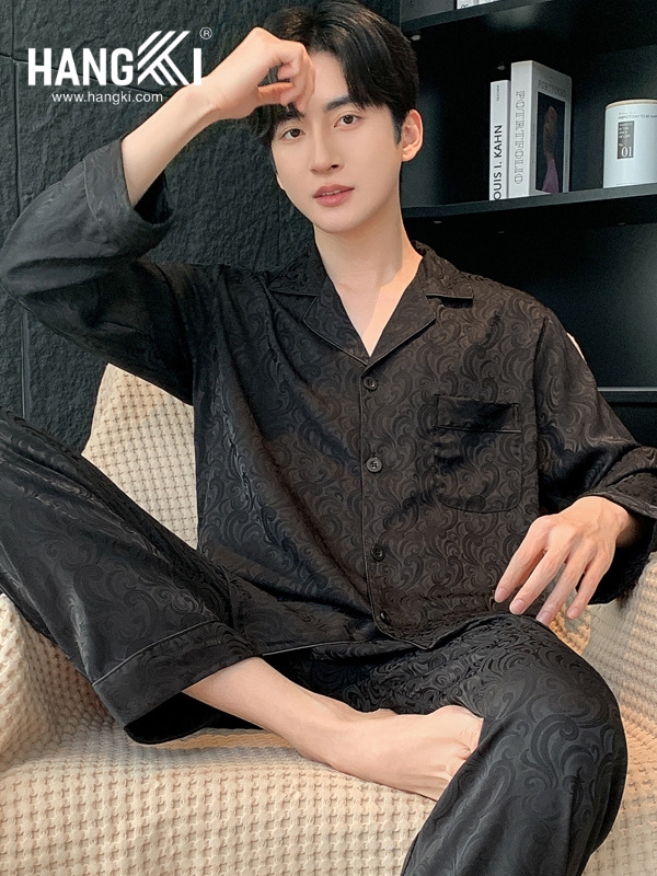 TD276 - Đồ Ngủ Pijama Nam Tay Dài Quần Dài Lụa