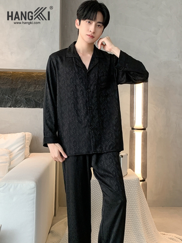 TD276 - Đồ Ngủ Pijama Nam Tay Dài Quần Dài Lụa
