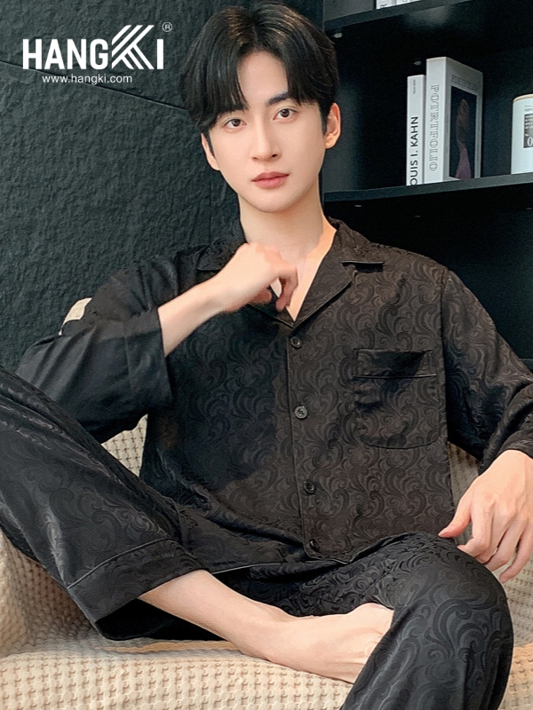 TD276 - Đồ Ngủ Pijama Nam Tay Dài Quần Dài Lụa
