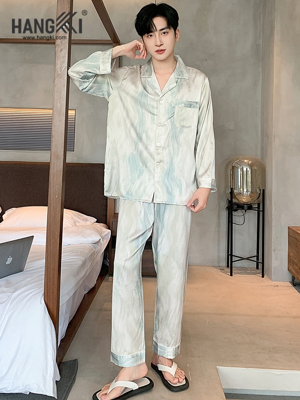 TD277 - Đồ Ngủ Pijama Nam Tay Dài Quần Dài Lụa