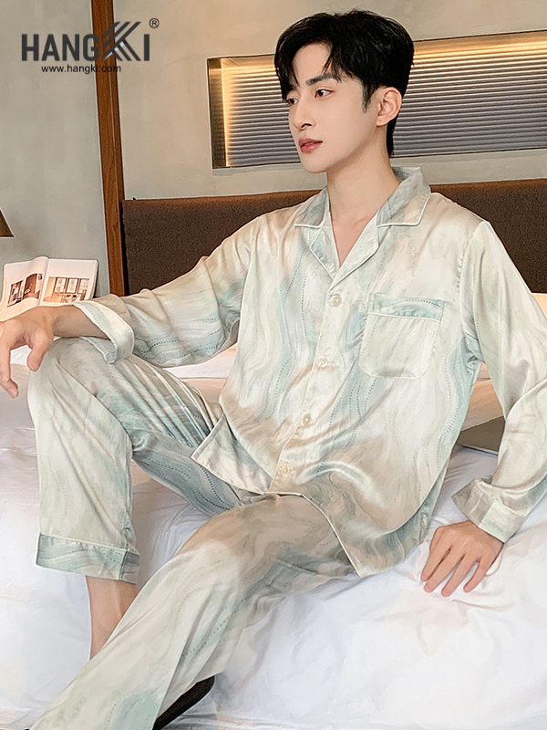 TD277 - Đồ Ngủ Pijama Nam Tay Dài Quần Dài Lụa