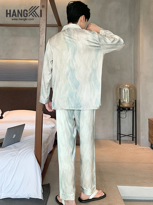 TD277 - Đồ Ngủ Pijama Nam Tay Dài Quần Dài Lụa