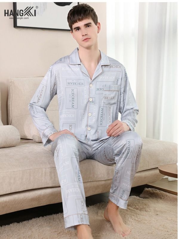 TD28 - Đồ Ngủ Pijama Nam Tay Dài Quần Dài Lụa